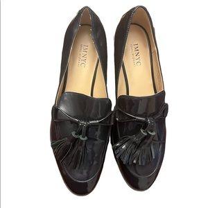 IMNYC Isaac Mizrahi Navy Patent Leather Bianca Loafers Size 8.5